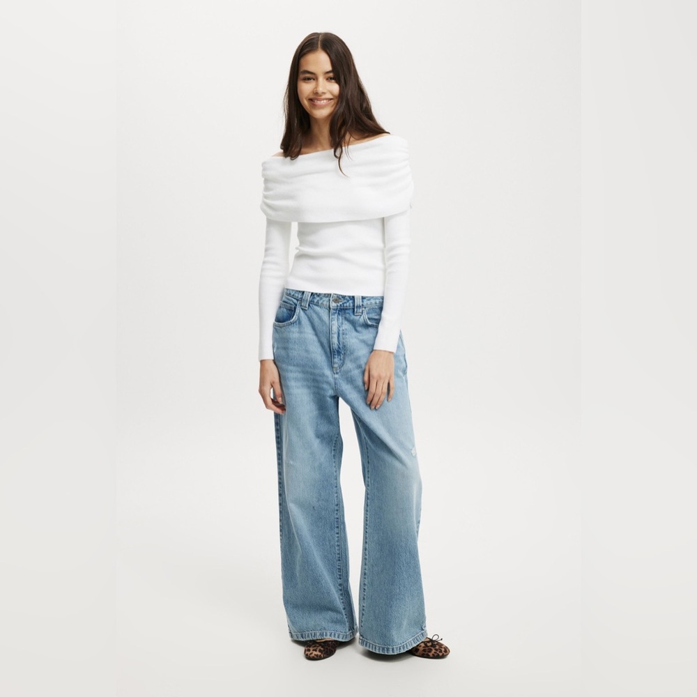 Everfine Rib Ruched Off Shoulder